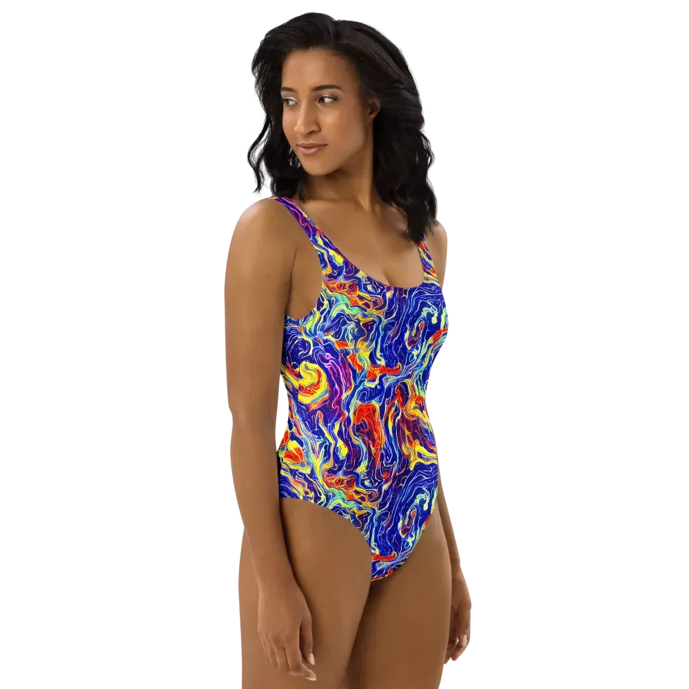 Firework Ocean on One-Piece Swimsuit — Right