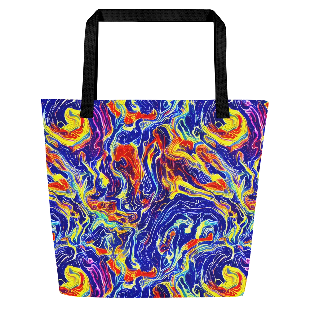 Firework Ocean on Large Tote Bag W/ Pocket — Front