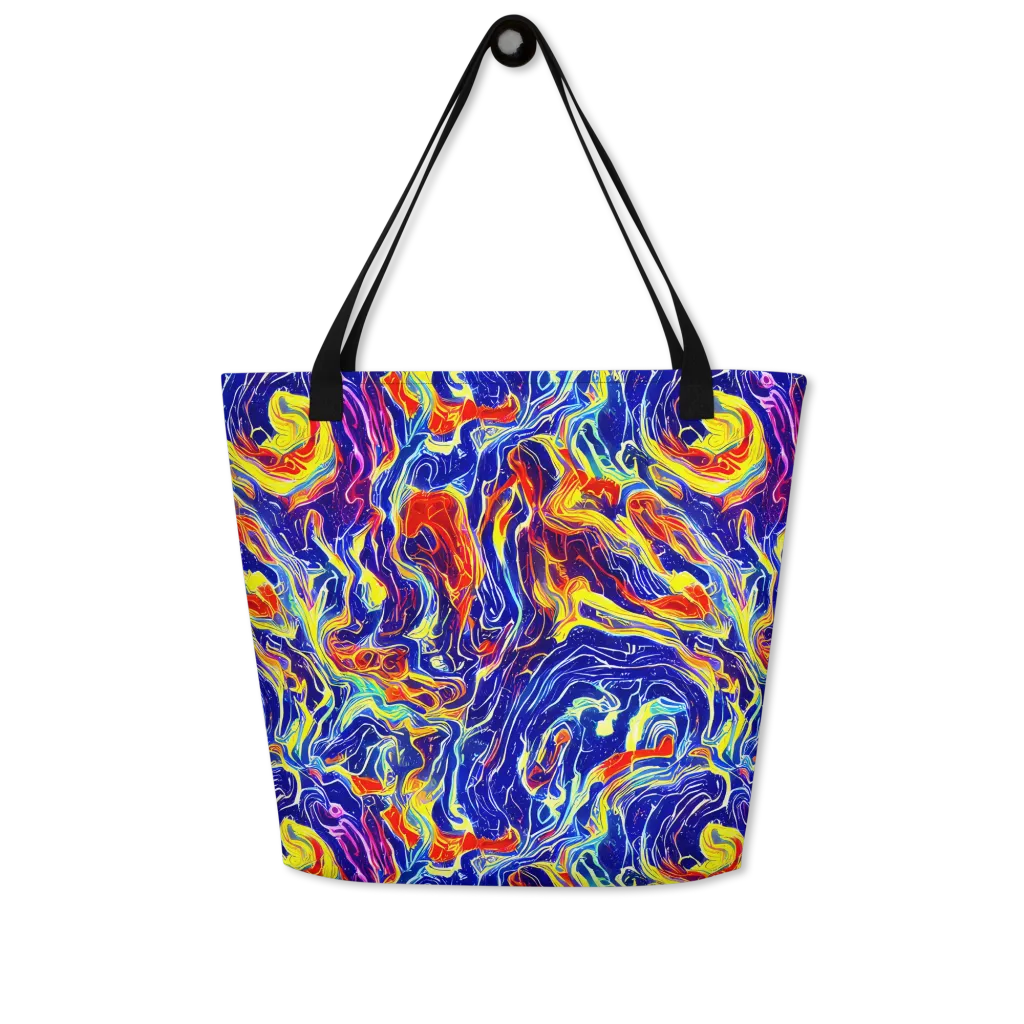 Firework Ocean on Large Tote Bag W/ Pocket — Front