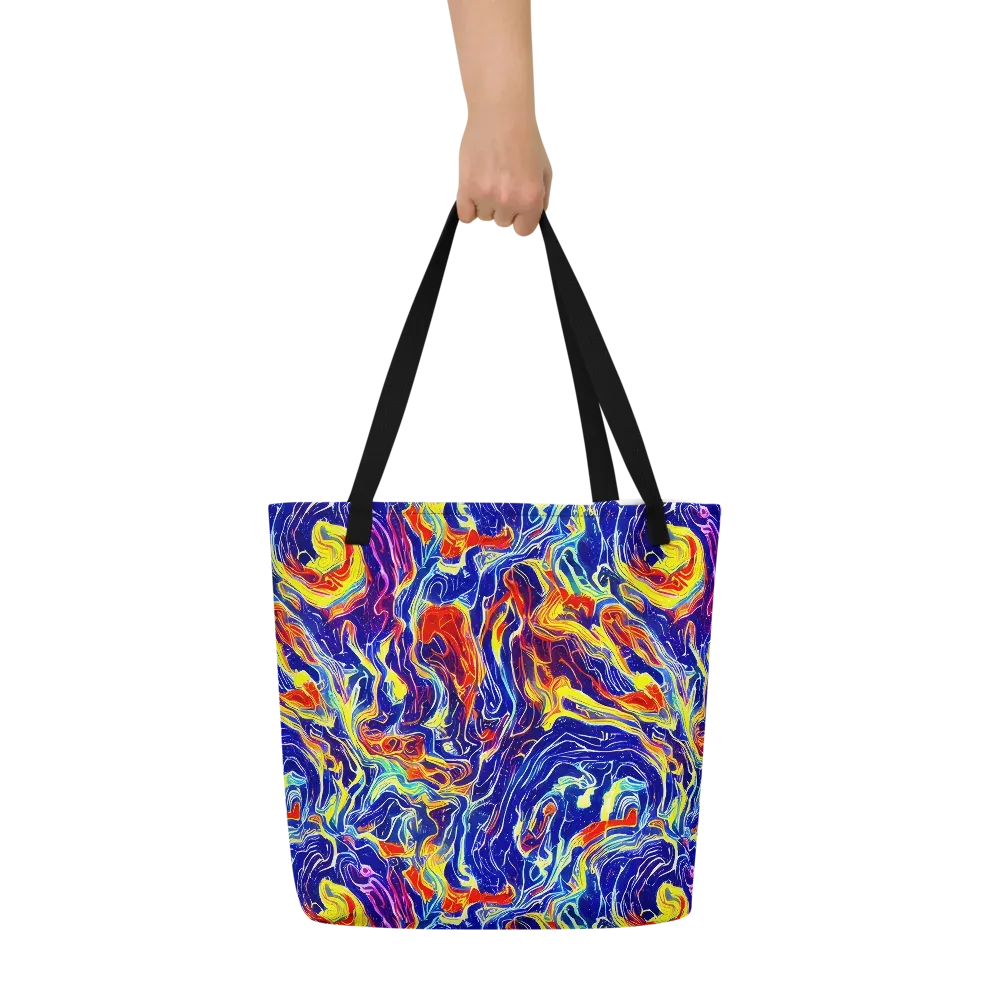 Firework Ocean on Large Tote Bag W/ Pocket — Front