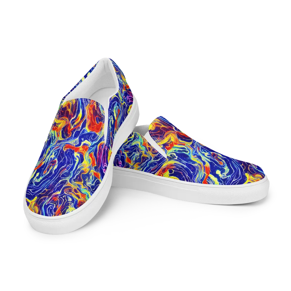Firework Ocean on Women's Slip-On Canvas Shoes — Left Front