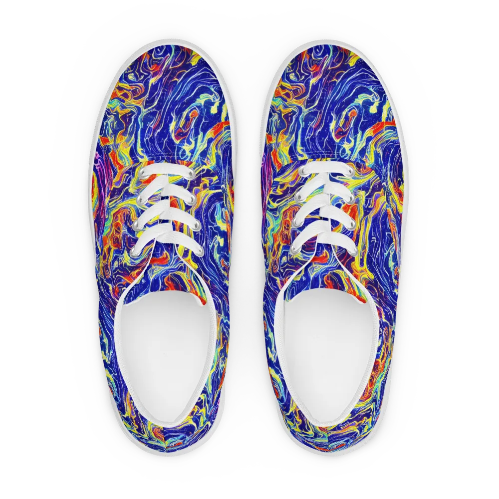 Firework Ocean on Men's Lace-Up Canvas Shoes — Front