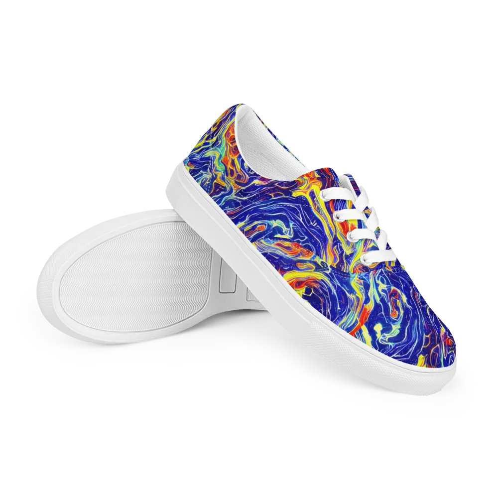 Firework Ocean on Men's Lace-Up Canvas Shoes — Right Front