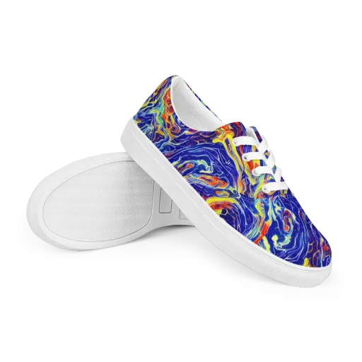 Firework Ocean on a Men's Lace-Up Canvas Shoes