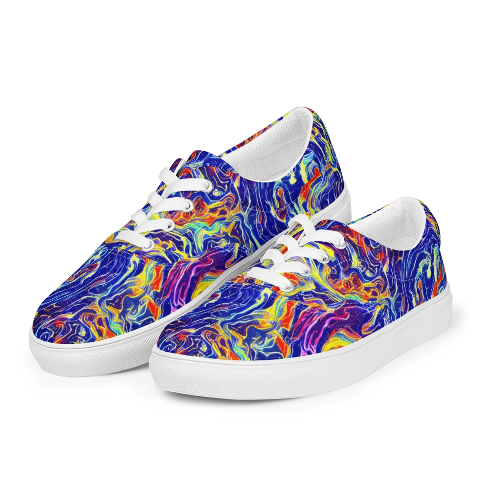 Firework Ocean on Men's Lace-Up Canvas Shoes — Left Front