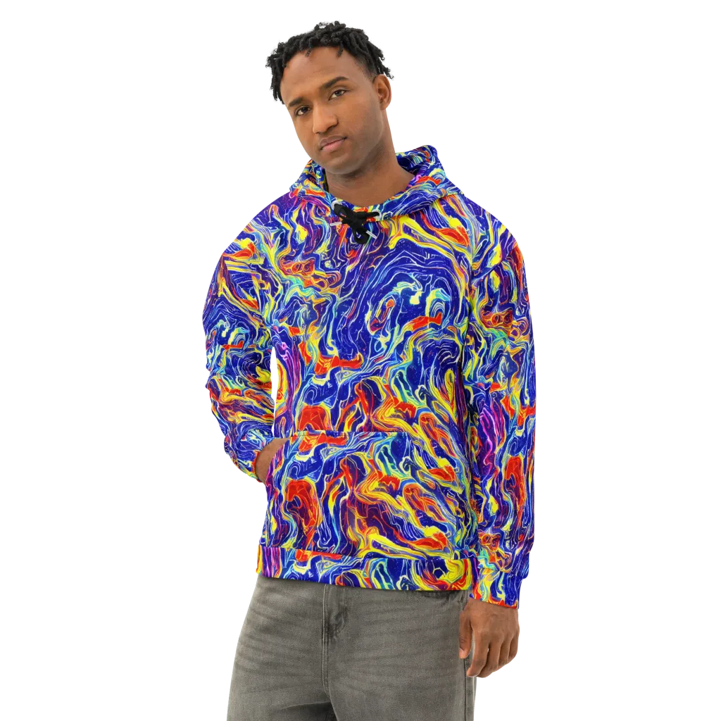 Firework Ocean on Cotton Hoodie — Left Front