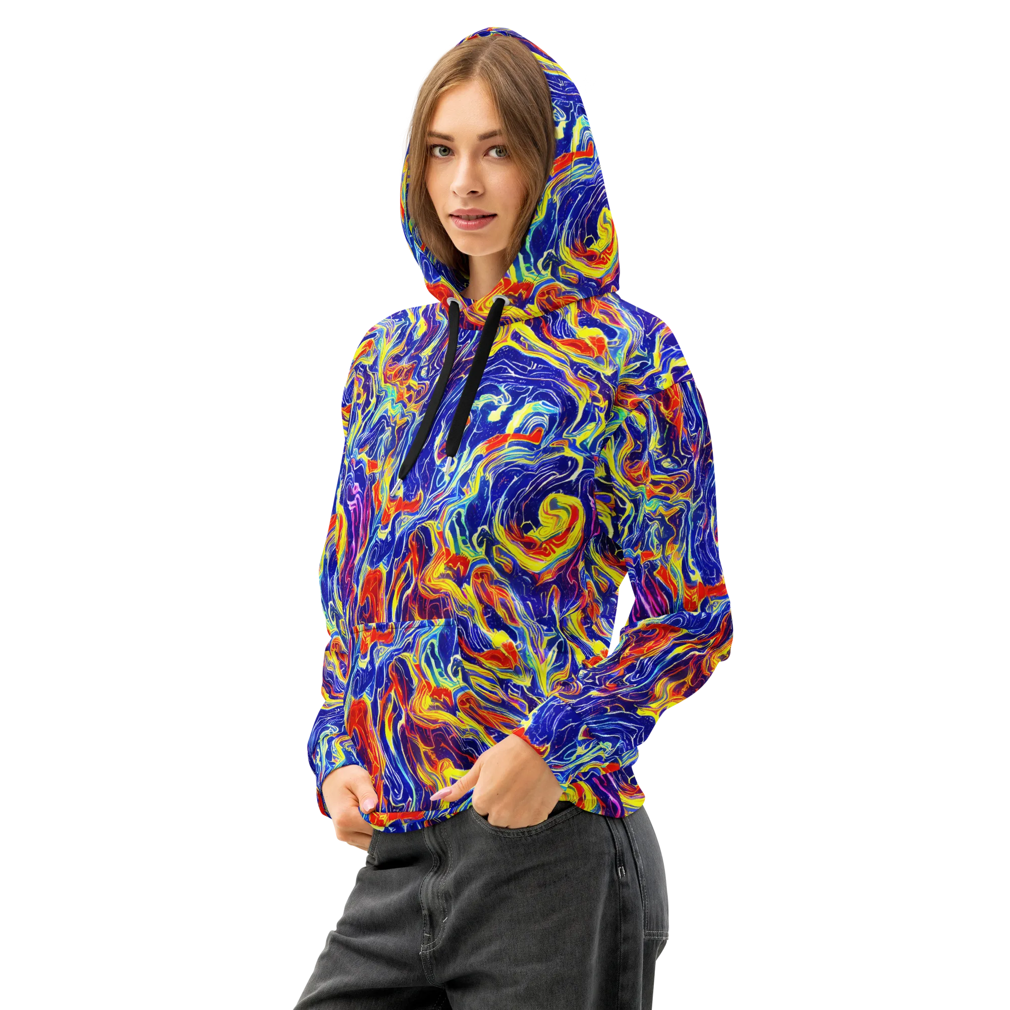 Firework Ocean on Cotton Hoodie — Left Front