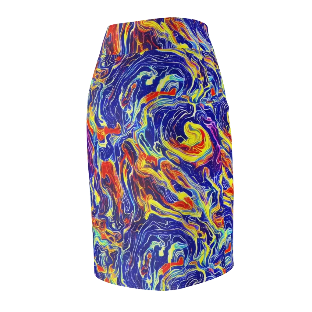 Firework Ocean on Pencil Skirt — Back Side