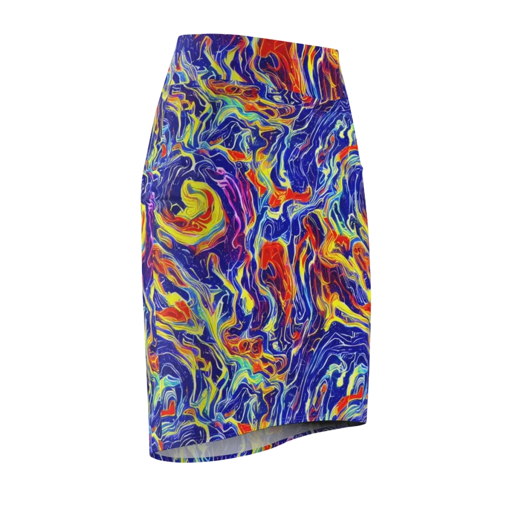 Firework Ocean on Pencil Skirt — Front Side
