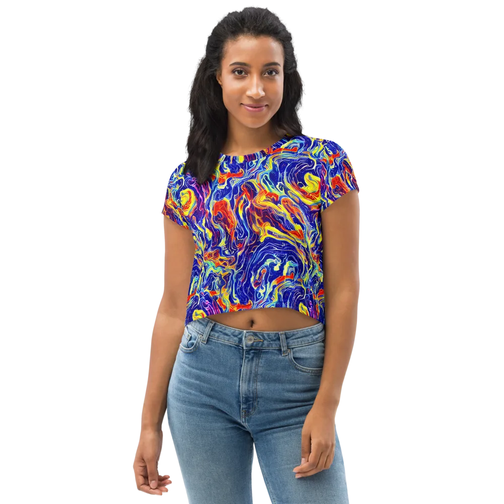 Firework Ocean on Crop Tee — Front