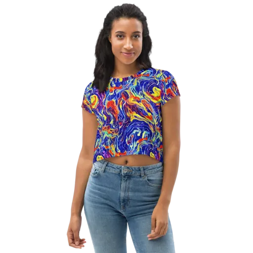 Firework Ocean on a Crop Tee