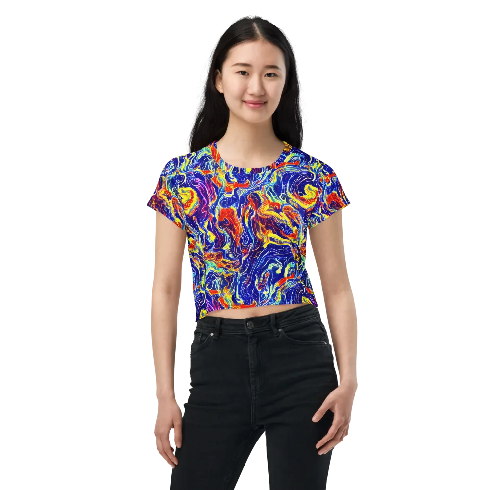 Firework Ocean on Crop Tee — Front