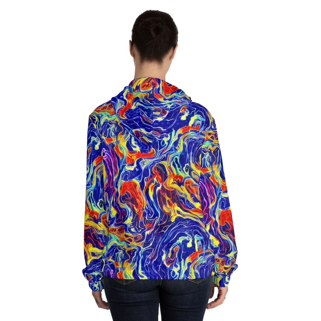 Firework Ocean on Women's Full-Zip Hoodie — Back On Person