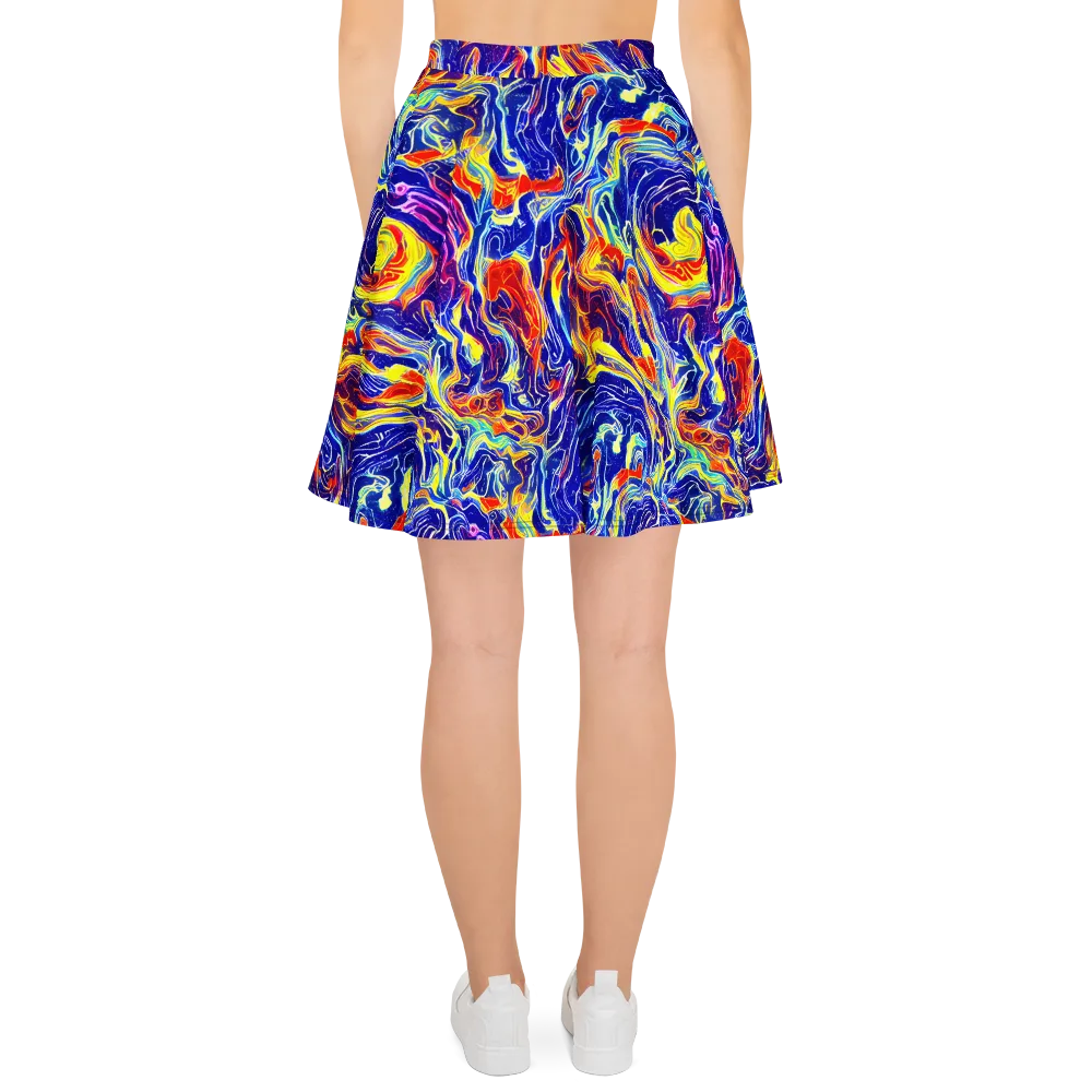 Firework Ocean on Skater Skirt — Back