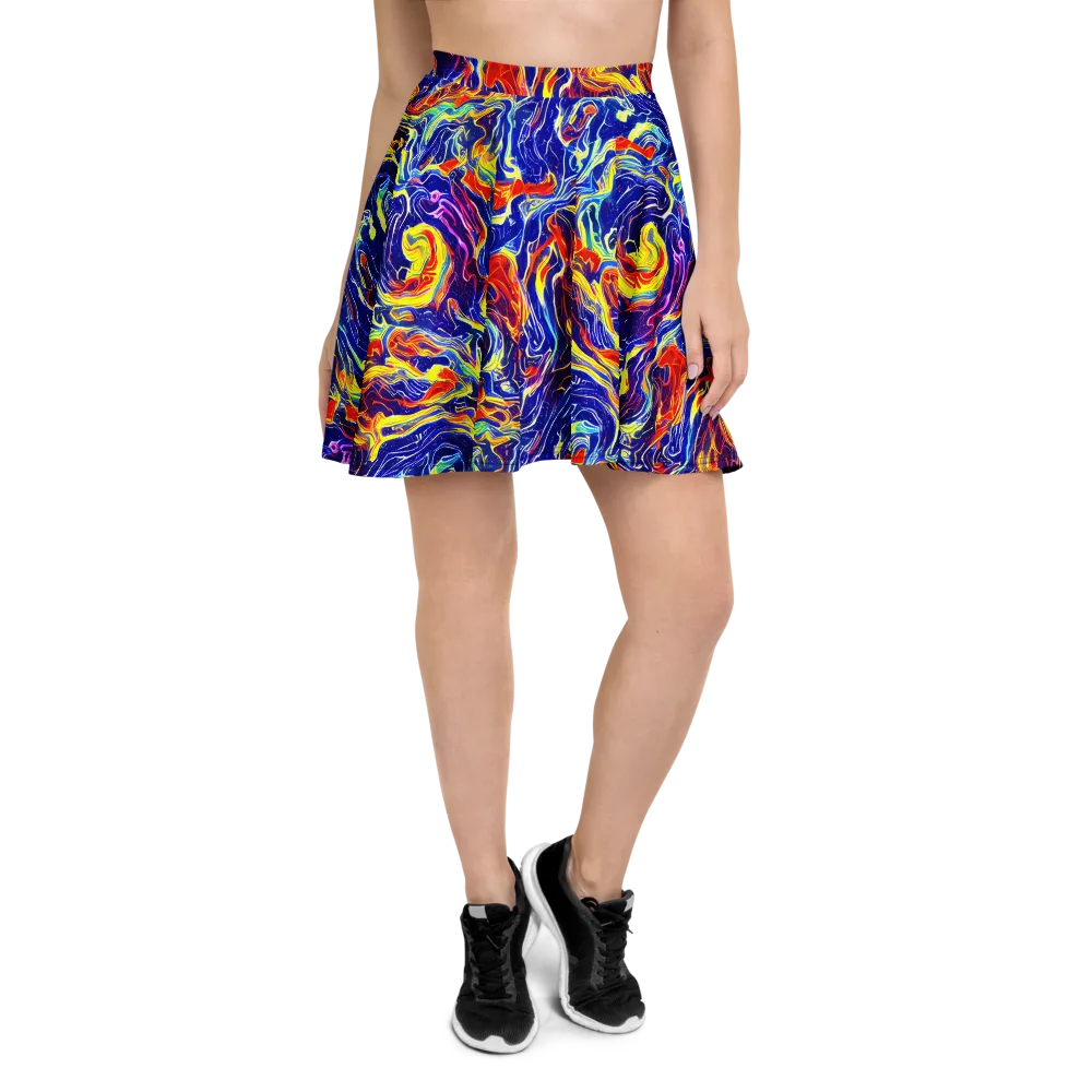 Firework Ocean on Skater Skirt — Front