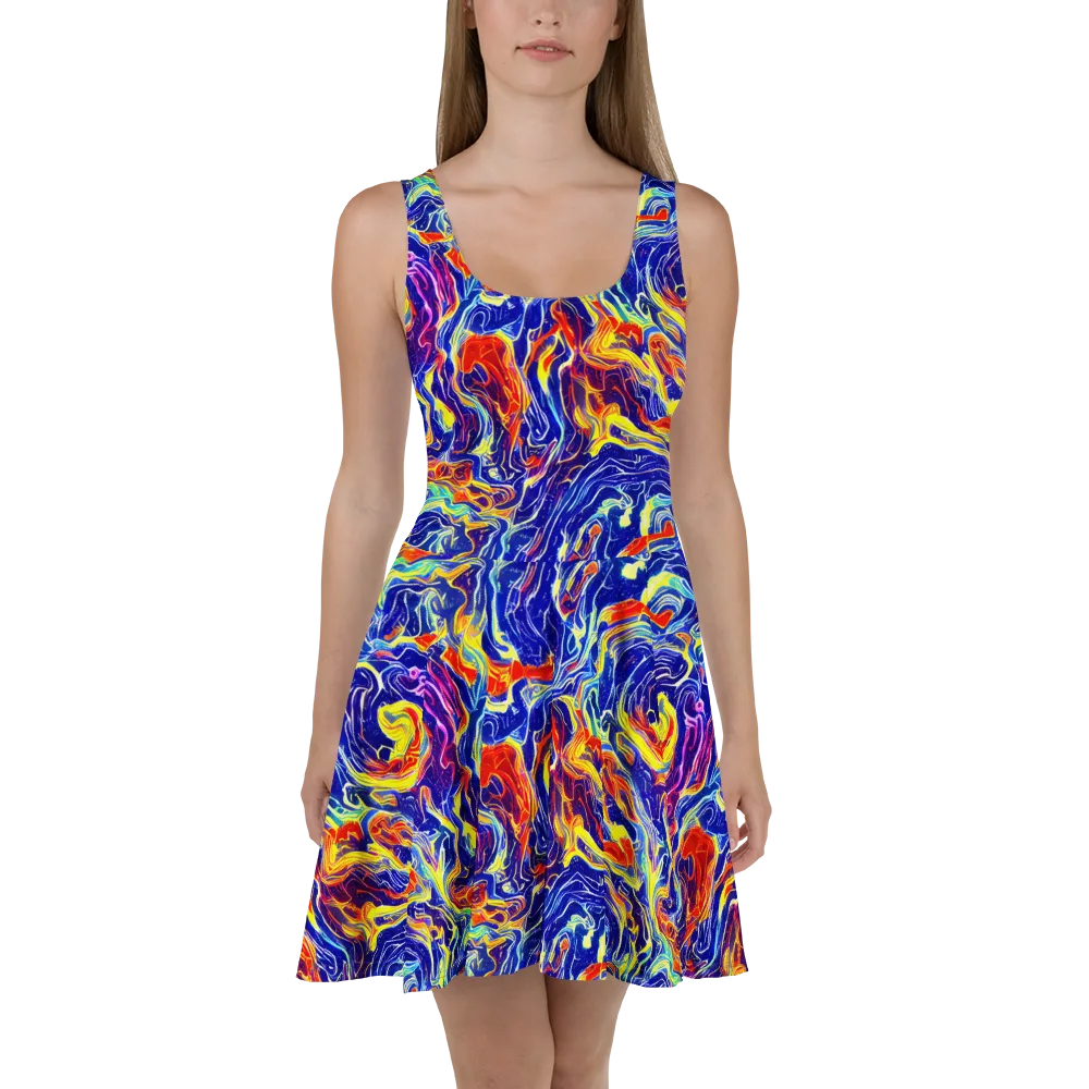Firework Ocean on Skater Dress — Front