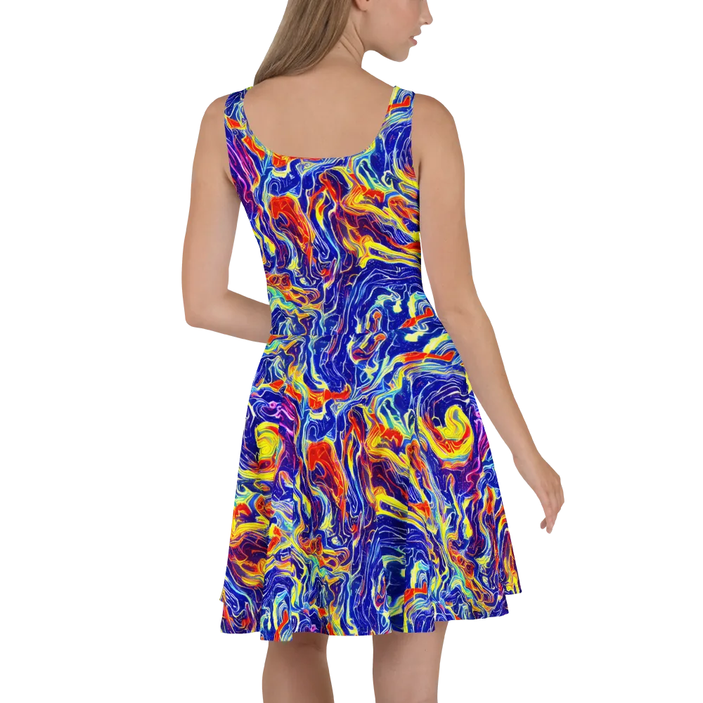 Firework Ocean on Skater Dress — Back