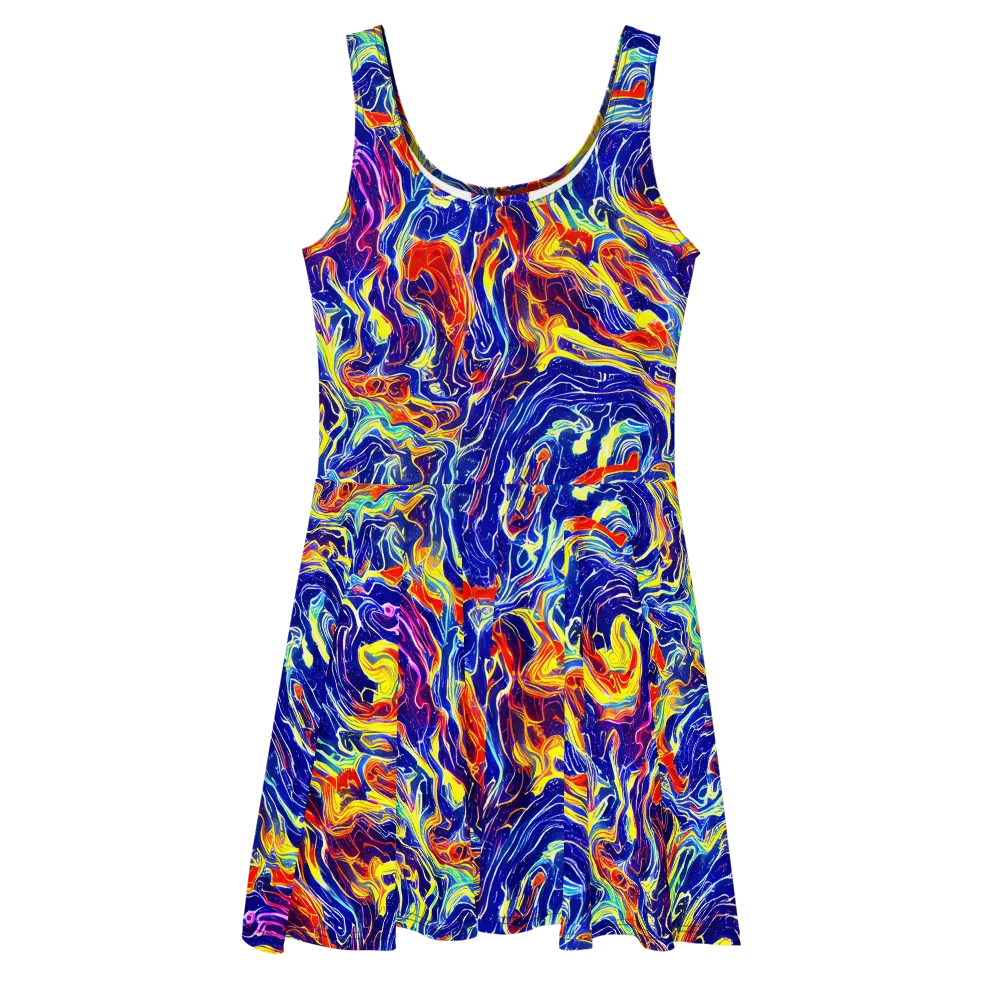 Firework Ocean on Skater Dress — Front
