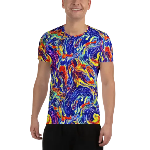 Firework Ocean on a Men's Athletic T-Shirt