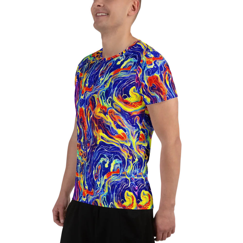 Firework Ocean on Men's Athletic T-Shirt — Left