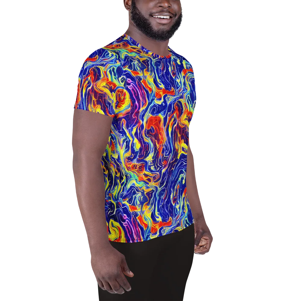 Firework Ocean on Men's Athletic T-Shirt — Right