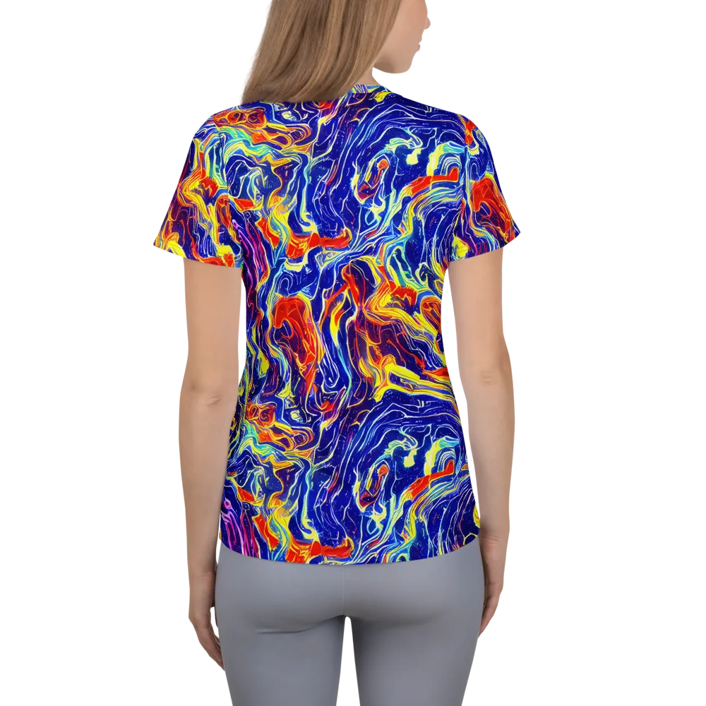 Firework Ocean on Women's Athletic T-Shirt — Back