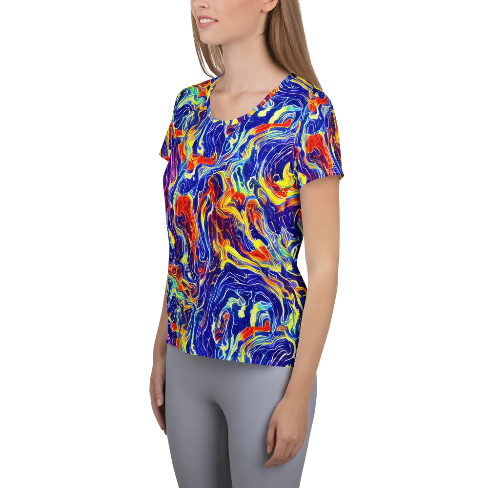 Firework Ocean on Women's Athletic T-Shirt — Left