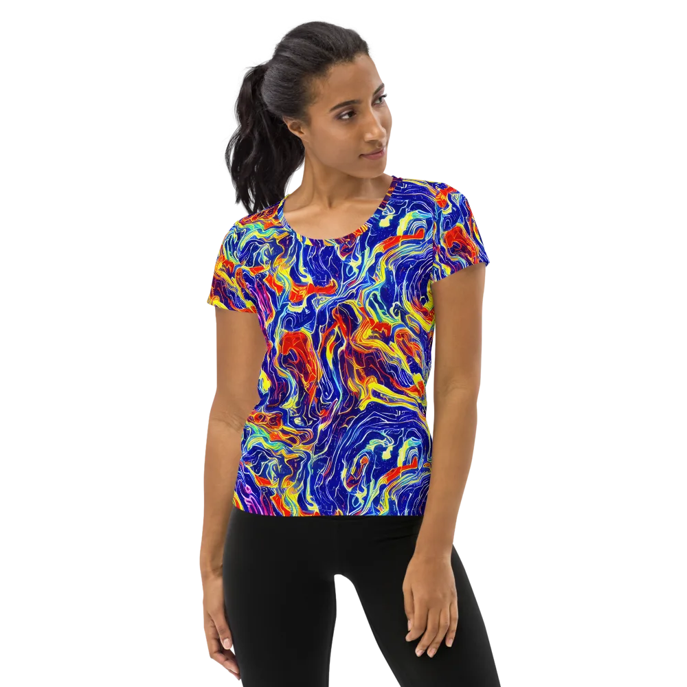 Firework Ocean on Women's Athletic T-Shirt — Front
