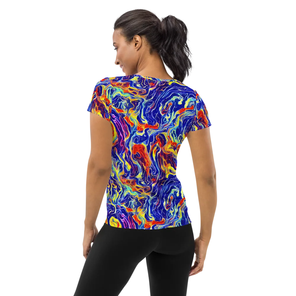 Firework Ocean on Women's Athletic T-Shirt — Back