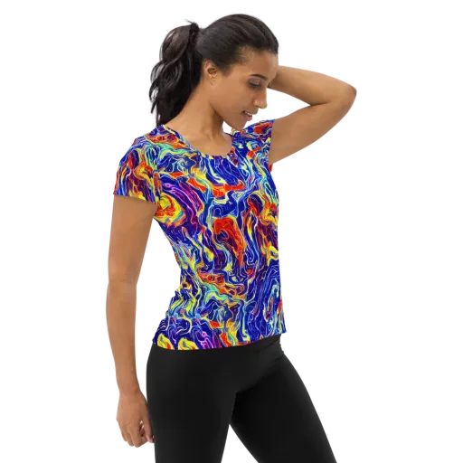 Firework Ocean on a Women's Athletic T-Shirt