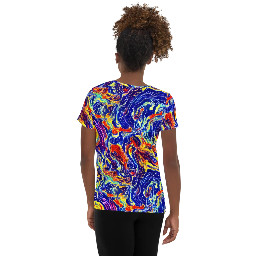 Firework Ocean on Women's Athletic T-Shirt — Back