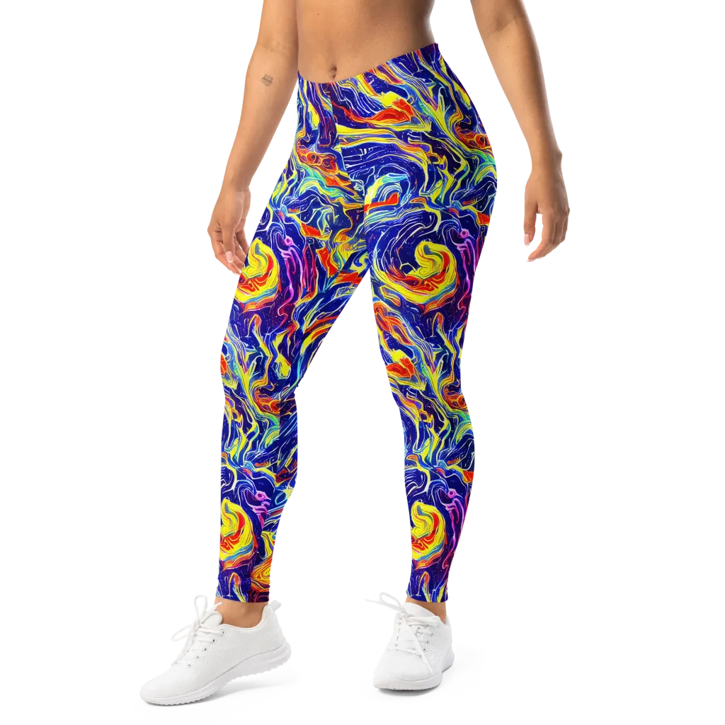 Firework Ocean on Leggings — Left Front
