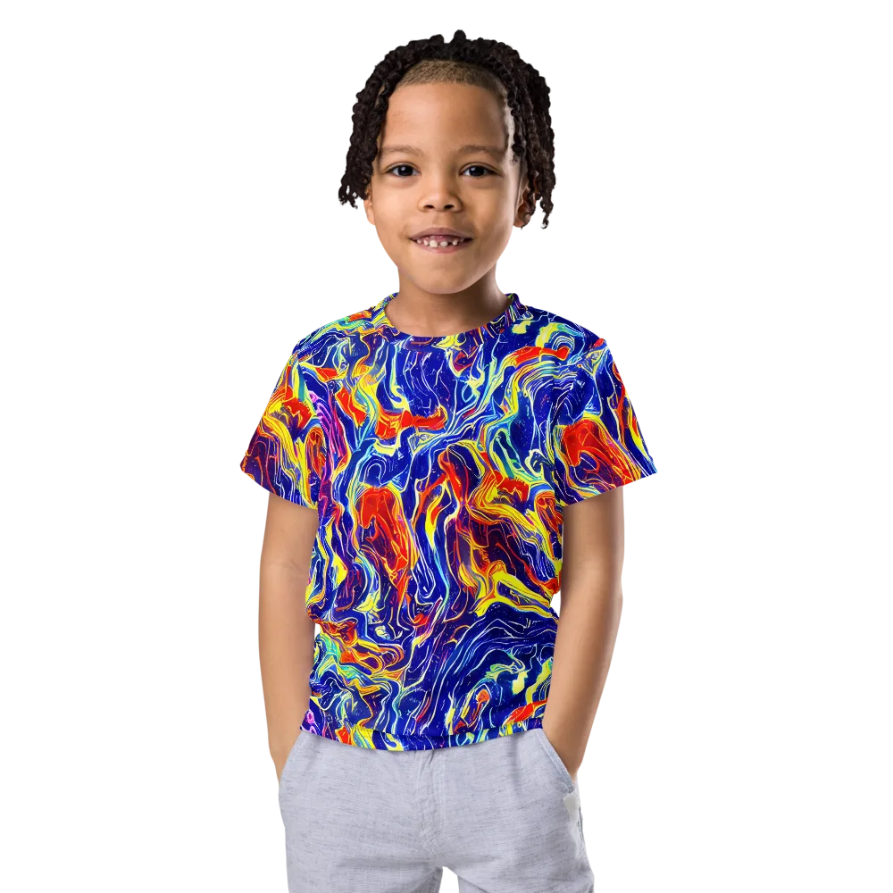 Firework Ocean on Kids Crew Neck T-Shirt — Front