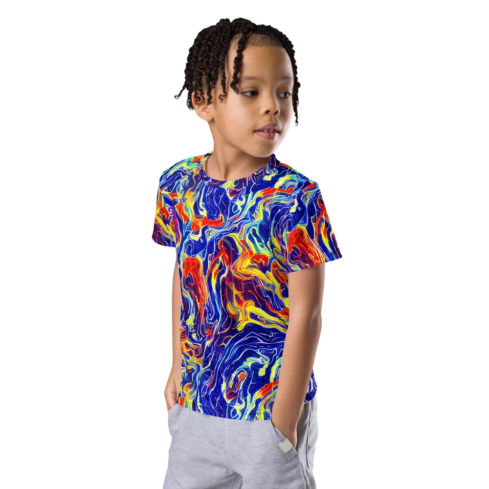 Firework Ocean on Kids Crew Neck T-Shirt — Left Front