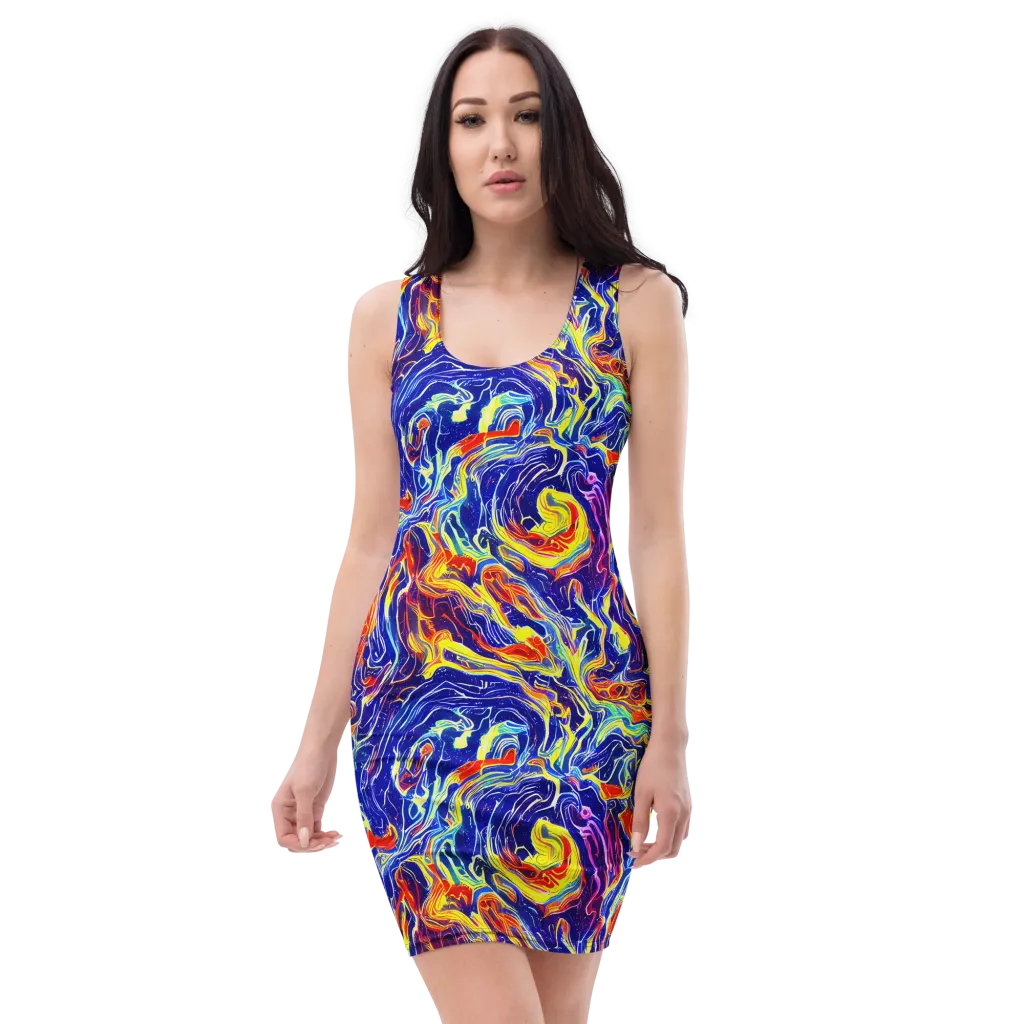 Firework Ocean on Bodycon Dress — Front