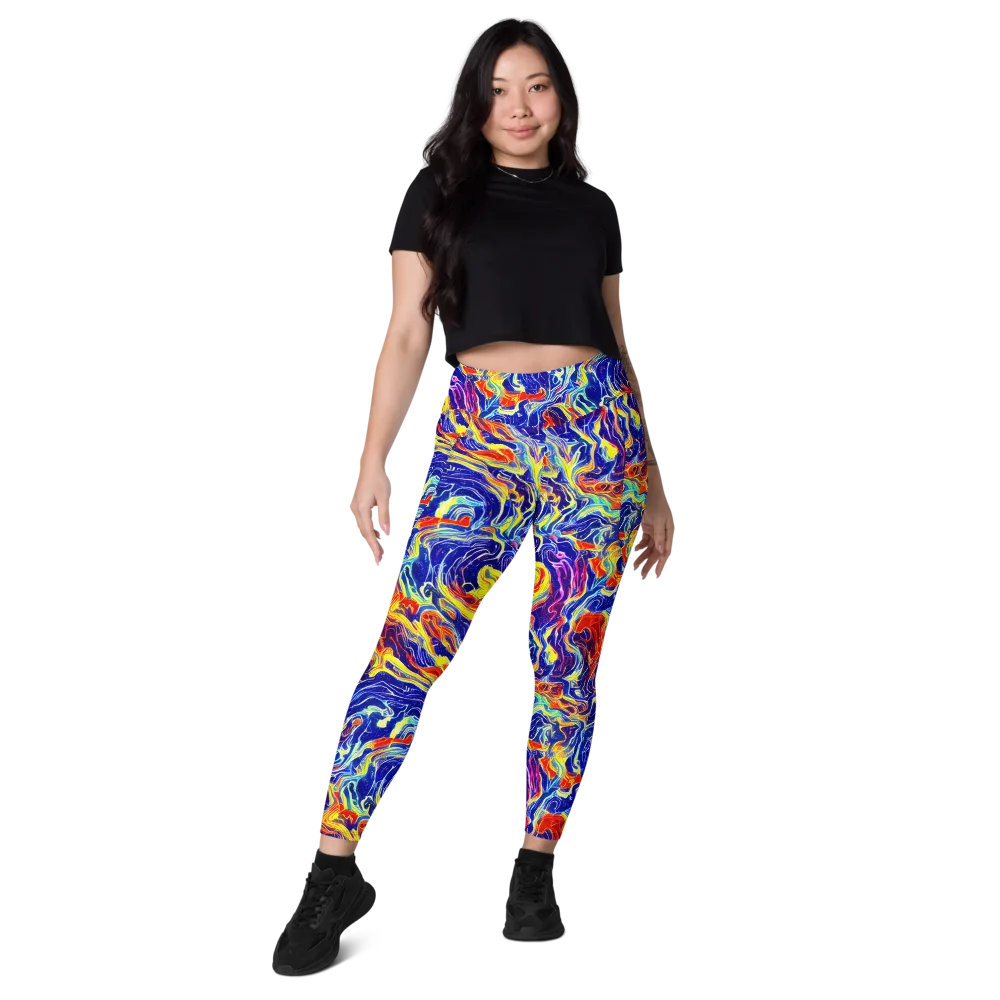 Firework Ocean on Leggings with Pockets — Front