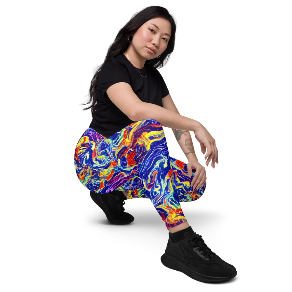 Firework Ocean on Leggings with Pockets — Right Front