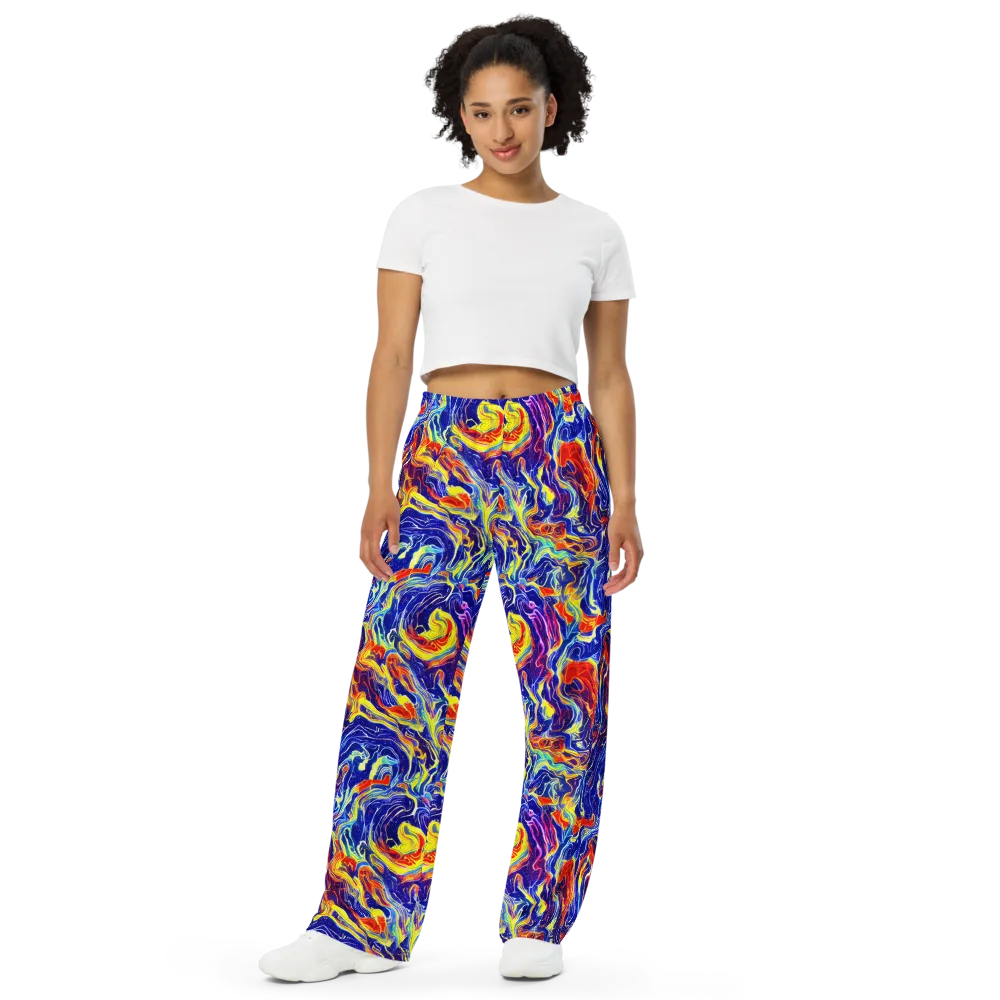Firework Ocean on Wide-Leg Pants — Front
