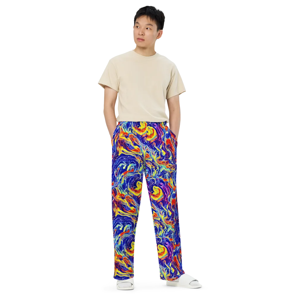 Firework Ocean on Wide-Leg Pants — Front