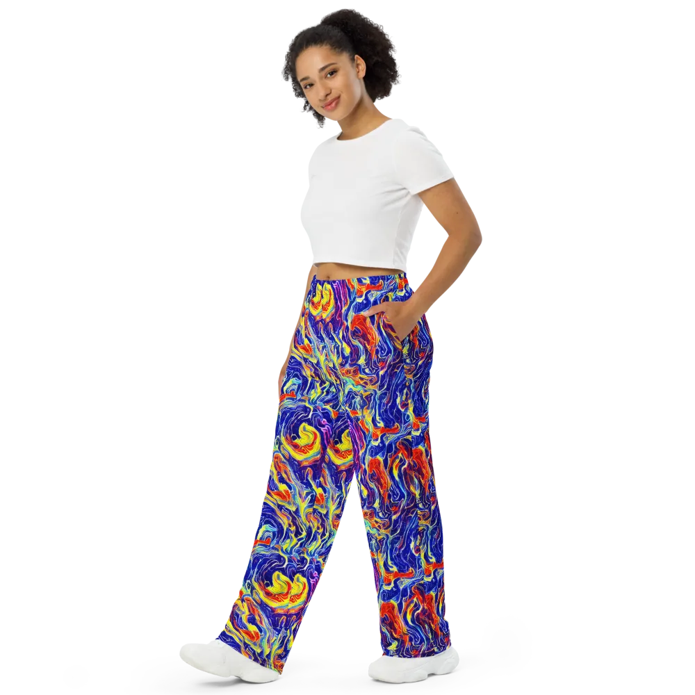 Firework Ocean on Wide-Leg Pants — Left Front