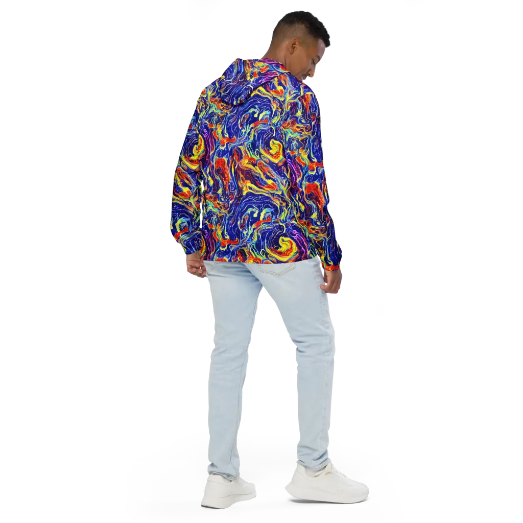 Firework Ocean on Men's Windbreaker — Back