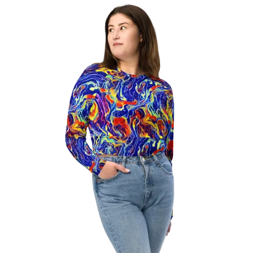 Firework Ocean on a Long Sleeve Crop Top