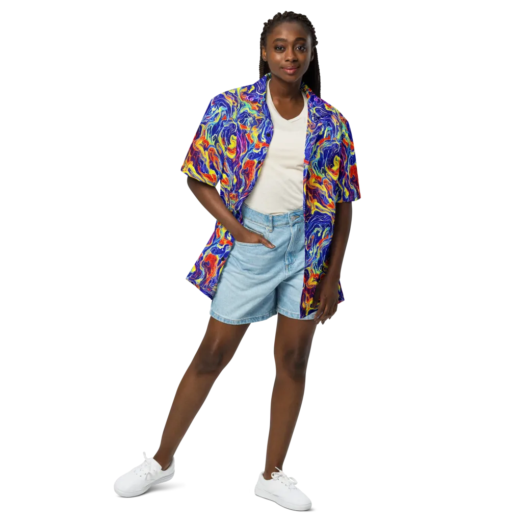 Firework Ocean on Button Shirt — Front