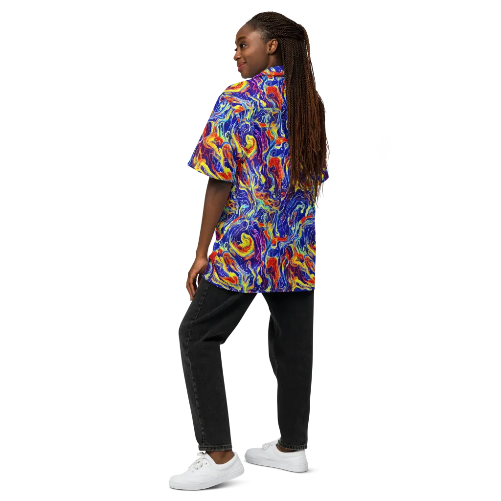Firework Ocean on Button Shirt — Back