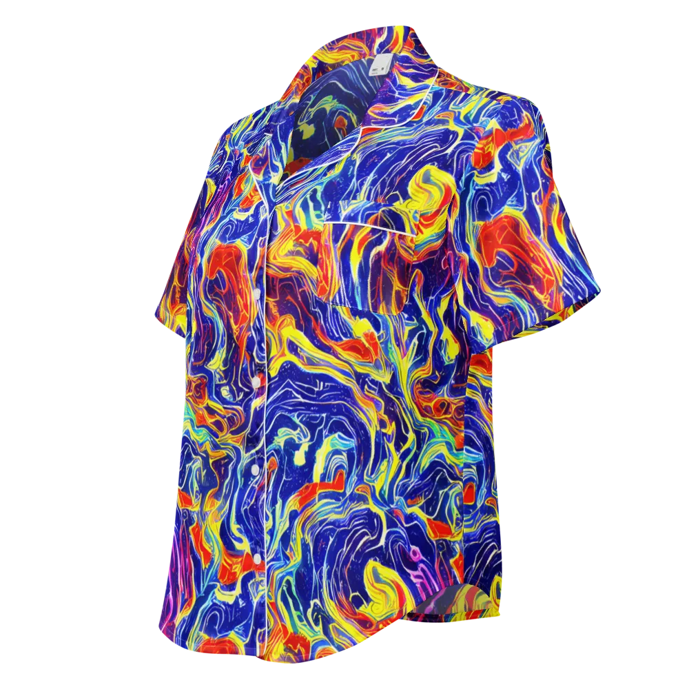 Firework Ocean on Women's Short Sleeve Pajama Top — Left Front