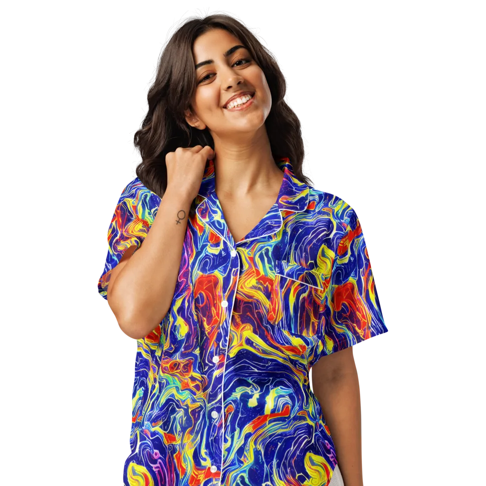 Firework Ocean on Women's Short Sleeve Pajama Top — Front