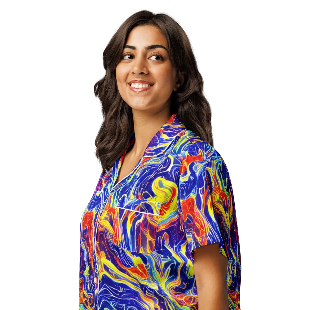 Firework Ocean on Women's Short Sleeve Pajama Top — Left Front