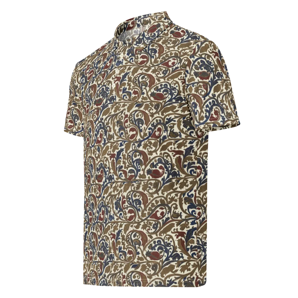 Brocade Menagerie on Men's Slim Fit Polo Shirt — Left Front