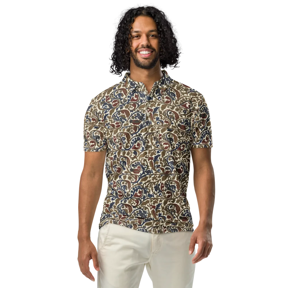 Brocade Menagerie on Men's Slim Fit Polo Shirt — Front