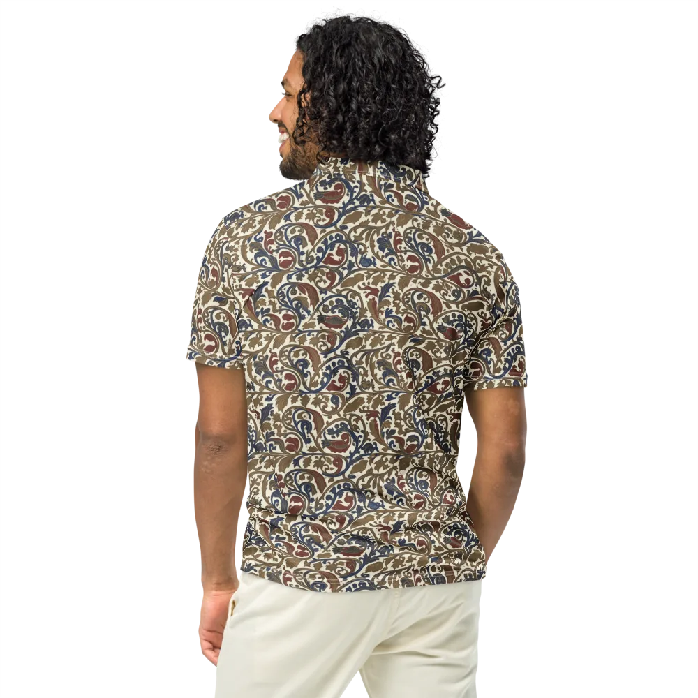 Brocade Menagerie on Men's Slim Fit Polo Shirt — Back